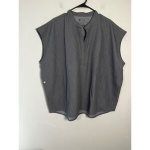 FIGS Rafaela Oversized Scrub Top Heather Charcoal Gray XXL WXXSW1003 Cap Sleeve